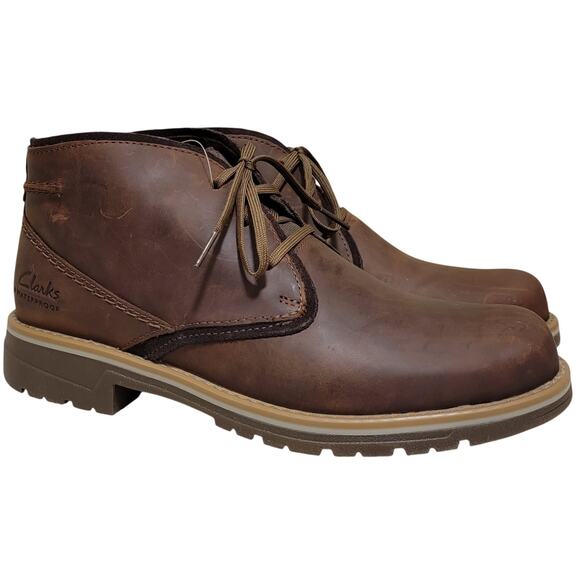 Clarks Other - Clarks Morris Peak Waterproof Chukka Boots Size US 8.5W Beeswax Brown Leather